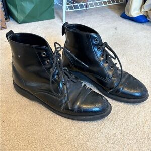 Dr. Martens Emmeline Black Patent Leather Ankle  Boots